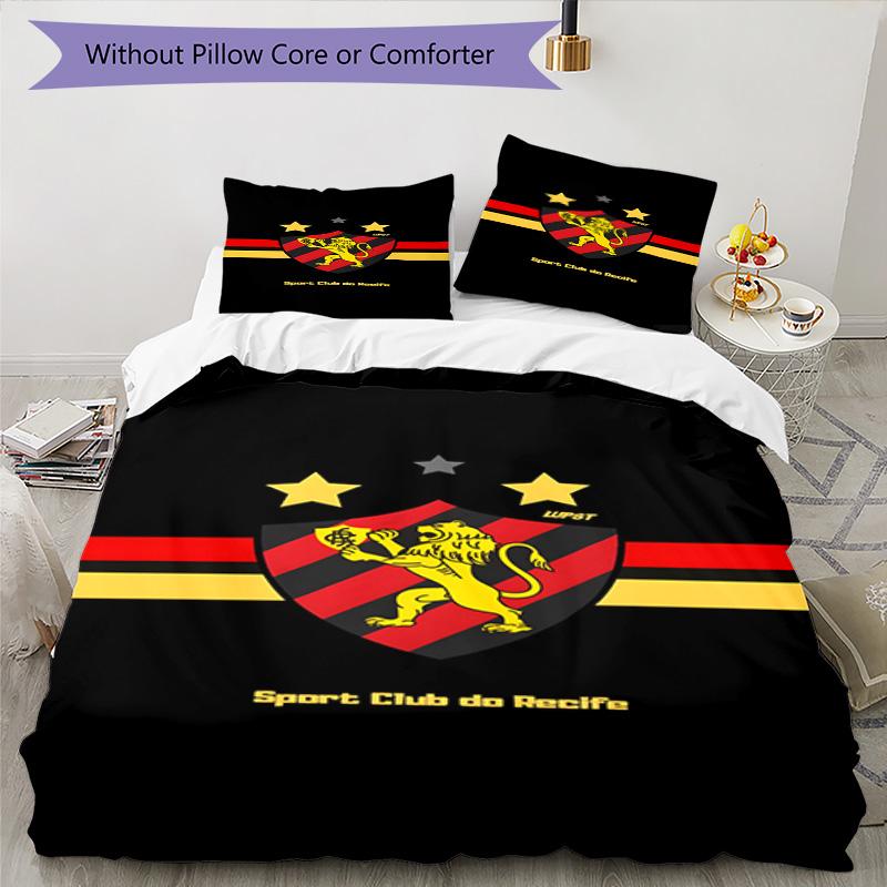 Sport Club Football Crest Printed Pattern Duvet Cover Set – includes 1 duvet cover and 2 matching pillowcases Bedroom decor Christmas gifts
