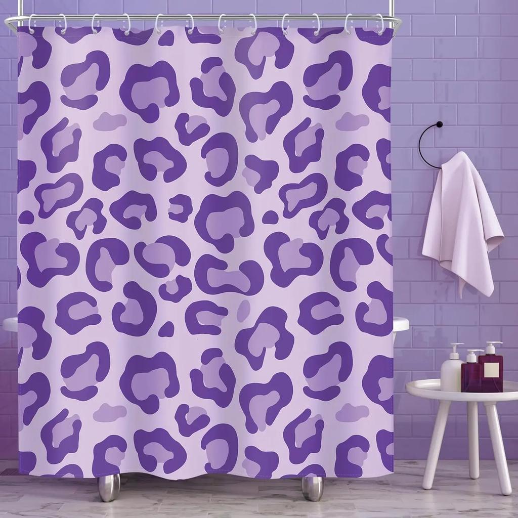 Hot Pink Leopard Print Shower Curtain Cute Cheetah Girl Abstract Modern Vintage Women Simple Minimalist Contemporary Fabric