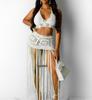 European & American Sexy Tassel Hollow-Out Open-Back Bikini Set for Women