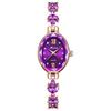 Ladies' Crystal Bracelet Watch Waterproof Simple Quartz Purple Women's Wristwatch