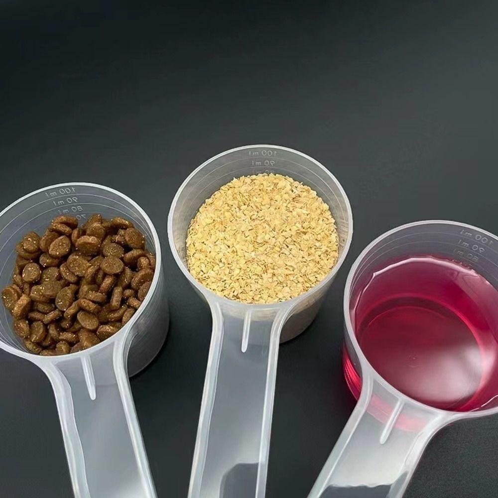 5PCS Transparent Milk Powder Spoon With Scale Flat-bottomed Spoon  Kitchen Baking