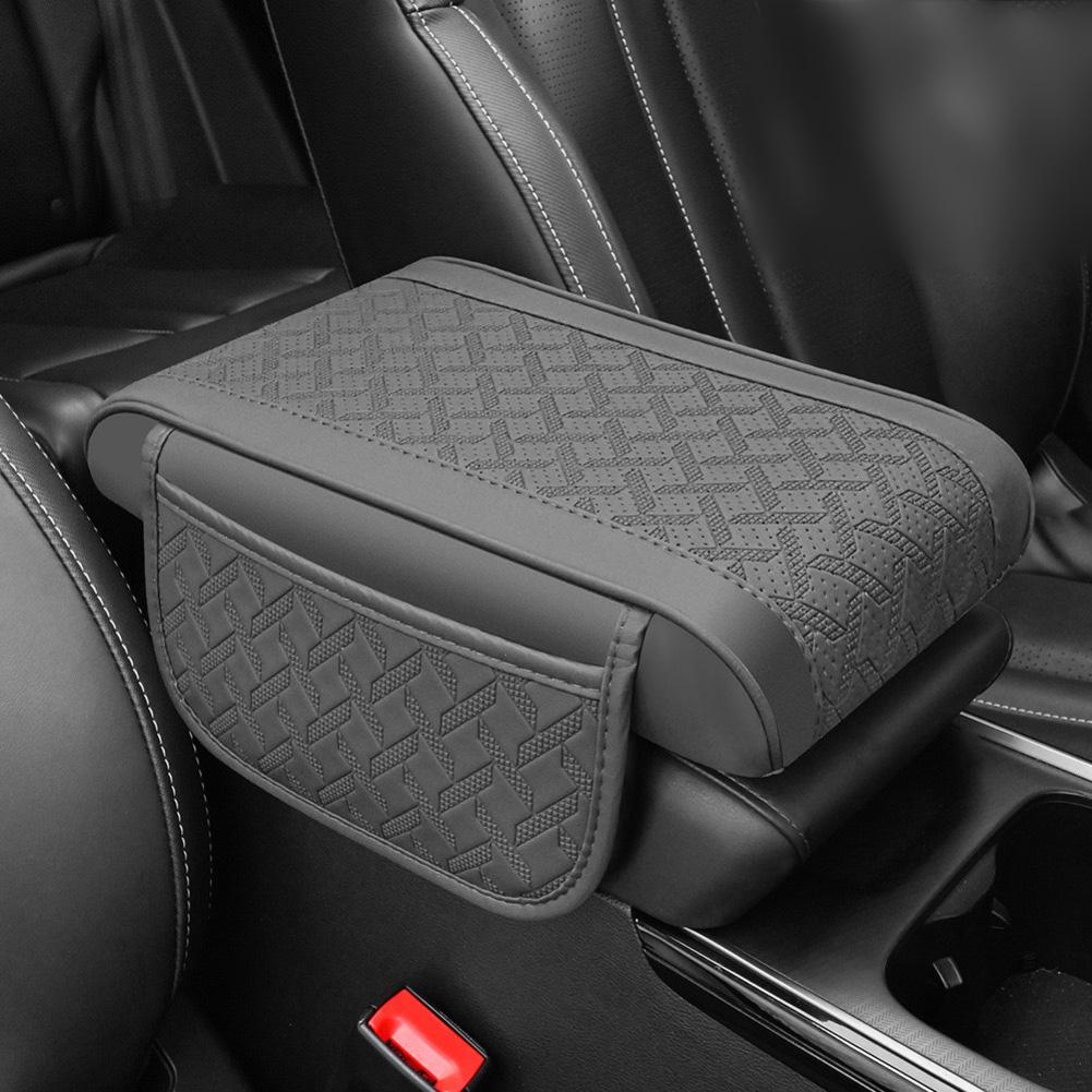 Leather Car Armrest Mat With Side Storage Pockets For Sedans And SUVs Arm Rest Mat Center Console Protector Cover Interior