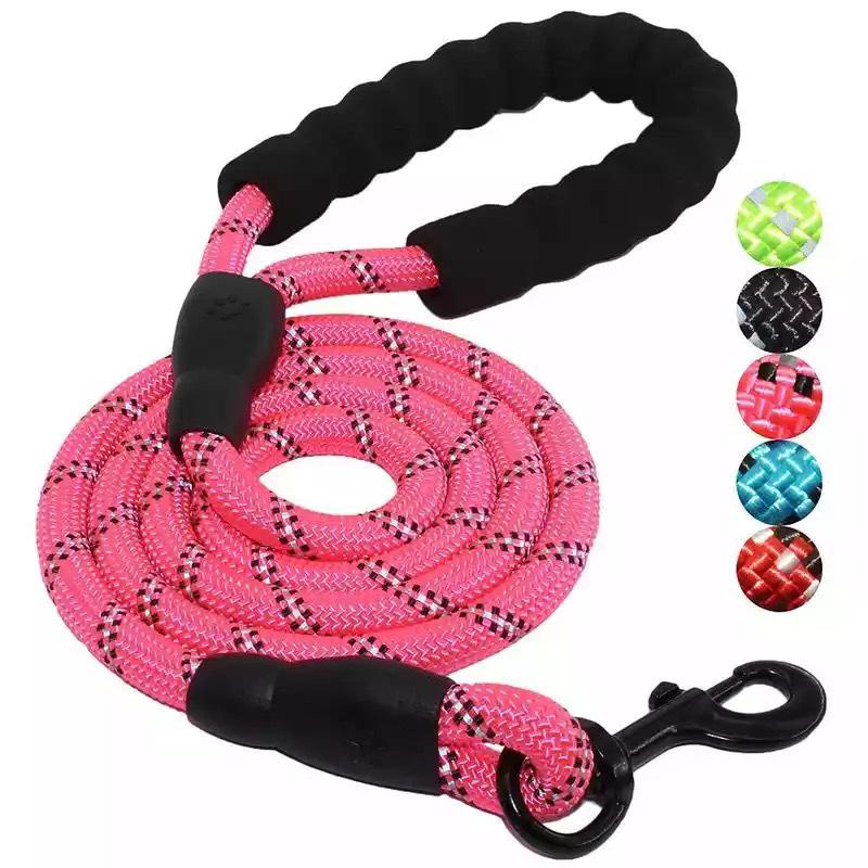 Reflective Nylon Dog Leash - Durable Round Rope for Medium & Large Dogs