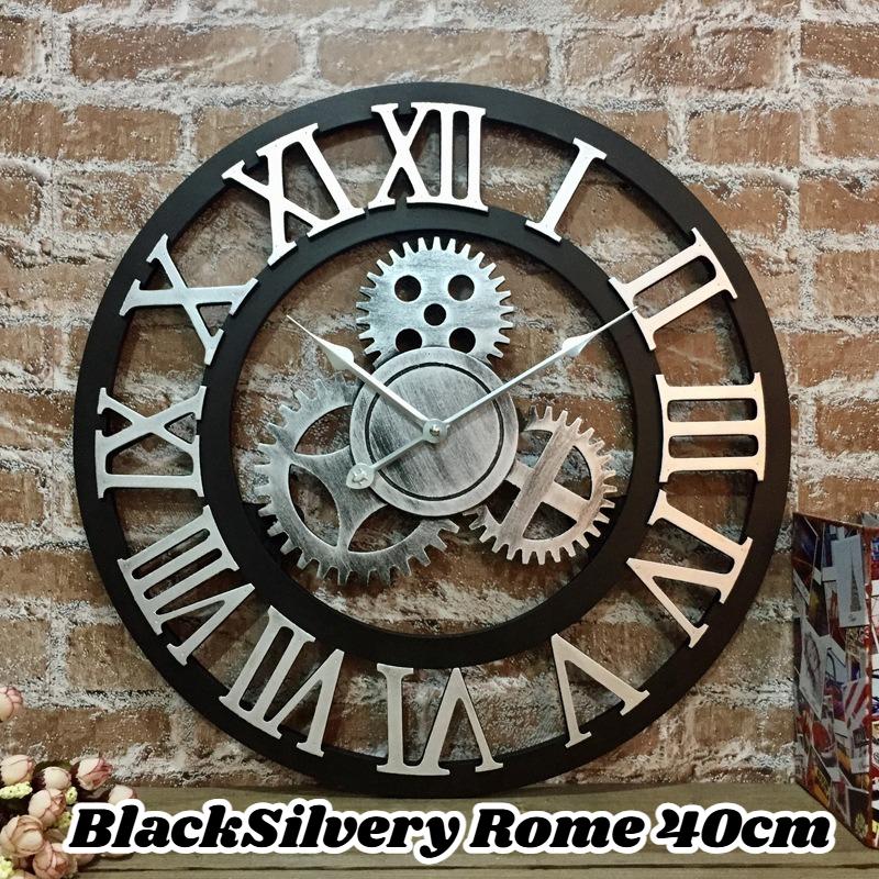 Gear Wall Clock Retro Wooden Living Room Wall Watch Art Design Bedroom Decorative Clocks Creative Large Round Silent Clocks