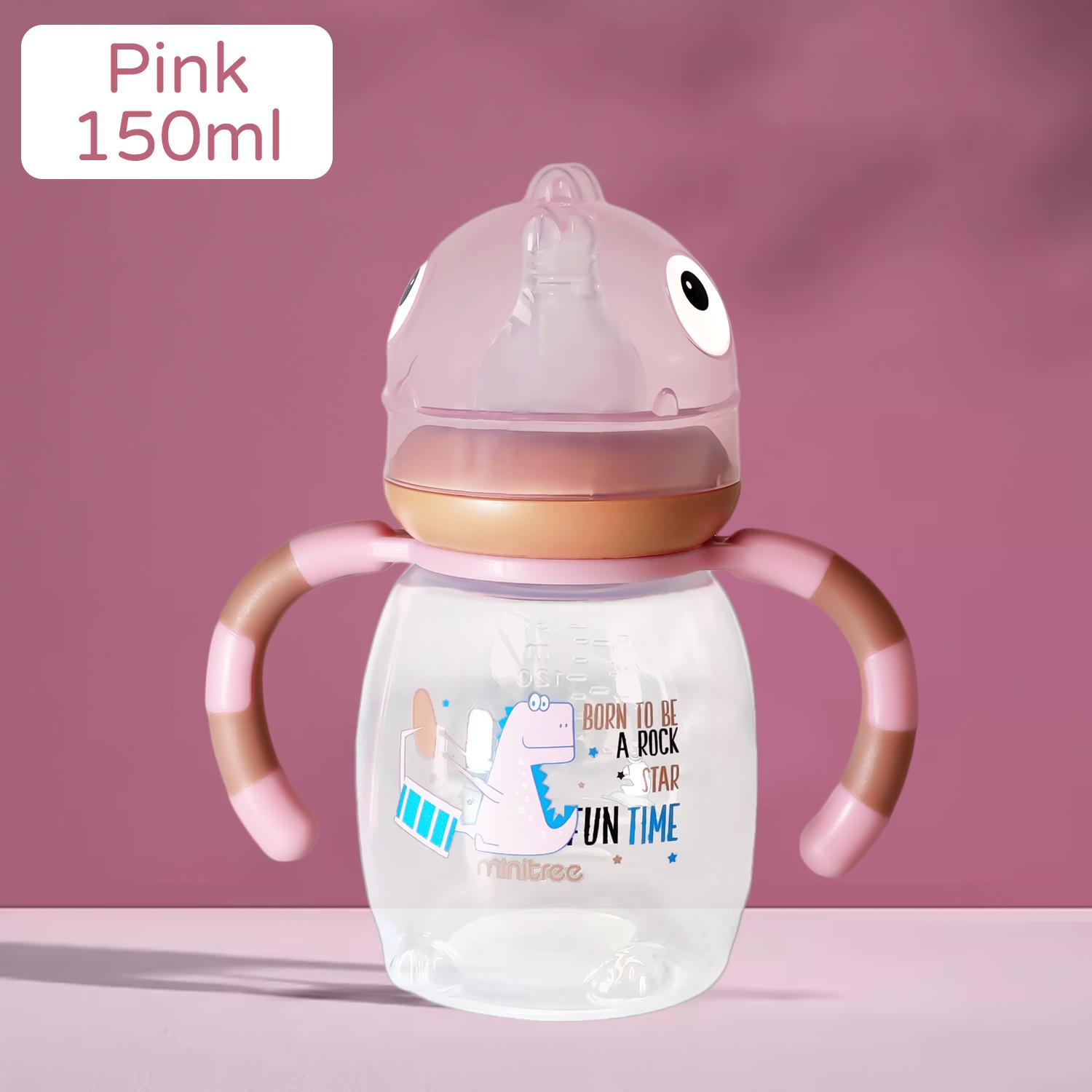 

BPA free baby cartoon bottle, 0-3 years old newborn feeding bottle, 150ml/270ml, anti-fall and non-slip, safe and durable bottle