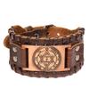 Trendy Totem Design Six-pointed Star Bracelet Men's Bracelet New Fashion Leather Woven Viking Accessorie Party Jewelry Wholesale