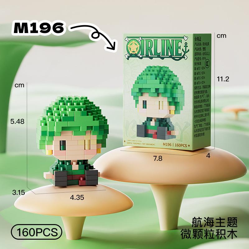 New ONE PIECE Sun God Nika Luffy Micro Action Block Chopper Ace Buggy 3D Anime Model Assembly Mini Bricks Figure Toys For Gift