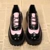 Color-blocked Low-top Shoes for The Fall of 2025 New Platform Lace-up Muffins Plus Size Small Leather Shoes for Women