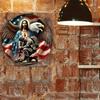 Vintage Tin Sign Patriotic God Bless Military Soldier Jesus Eagle Wall Art Durable Metal Poster Home Decor 2D Print