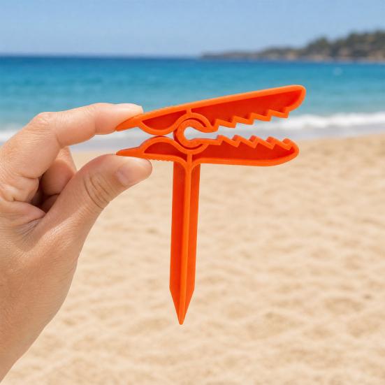 4Pcs Beach Towel Clips Windproof Towel Holders, Beach Towel Anchoring Stakes Clips, Outdoor Mat Anchors Stakes Clamps, Plastic Picnic Blanket Holders