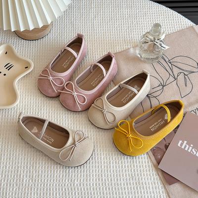 Spring Autumn New Children Leather Shoes for Girls Fashion Korean Style Soft Sole Anti-slippery Sweet Bowtie Casual Shoes