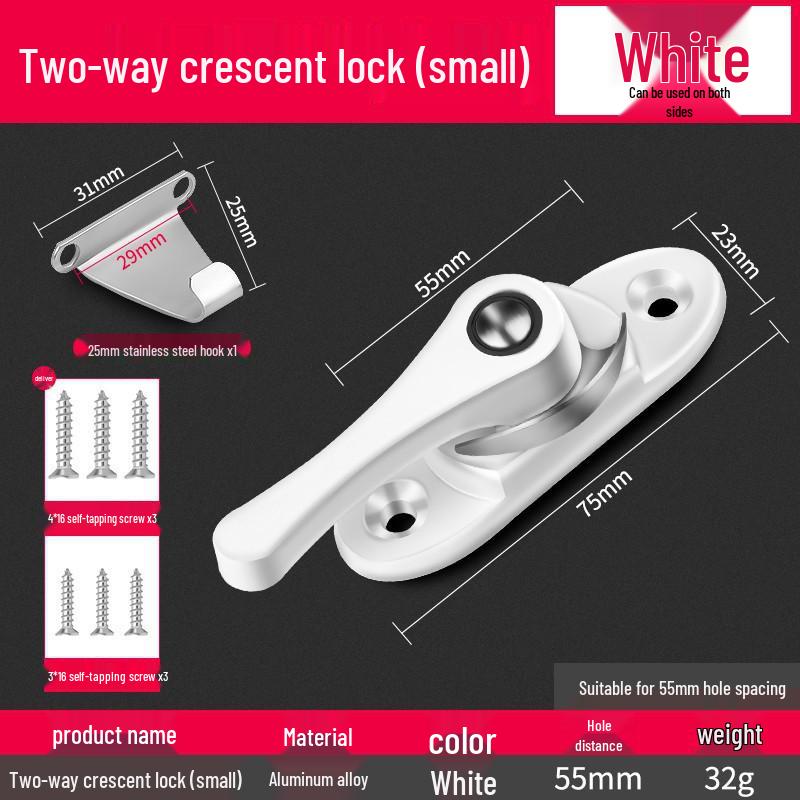 

Universal Crescent Lock: Stainless Steel Two-Way Anti-Theft Latch for Sliding Doors and Windows
