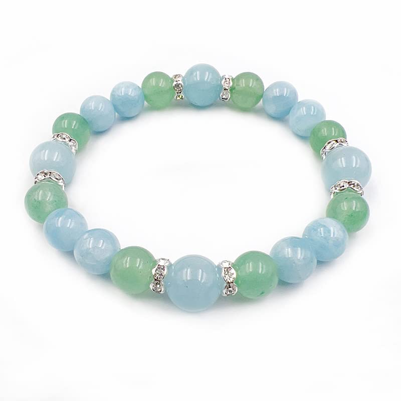 of Aventurine and Aquamarine Power Natural Prayer Junseki [Stone Happiness] Bracelet, Stone, Stone, Women's Bracelet, Men's Accessory, Amulet, Health,