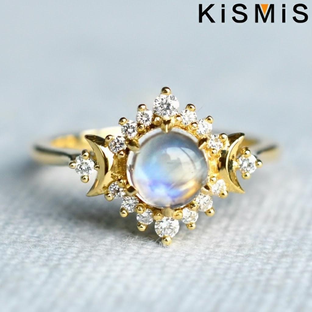 Fashion Woman Exquisite Simple Moon Ring Beautiful Generous Birthday Gift Party Jewelry Size 5-10