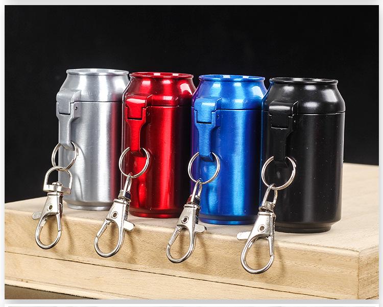Stylish Metal Portable Ashtray & Cigarette Case with Pop-Top and Carabiner