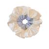 Elegant Korean Blue Striped Lace Trim Scrunchie