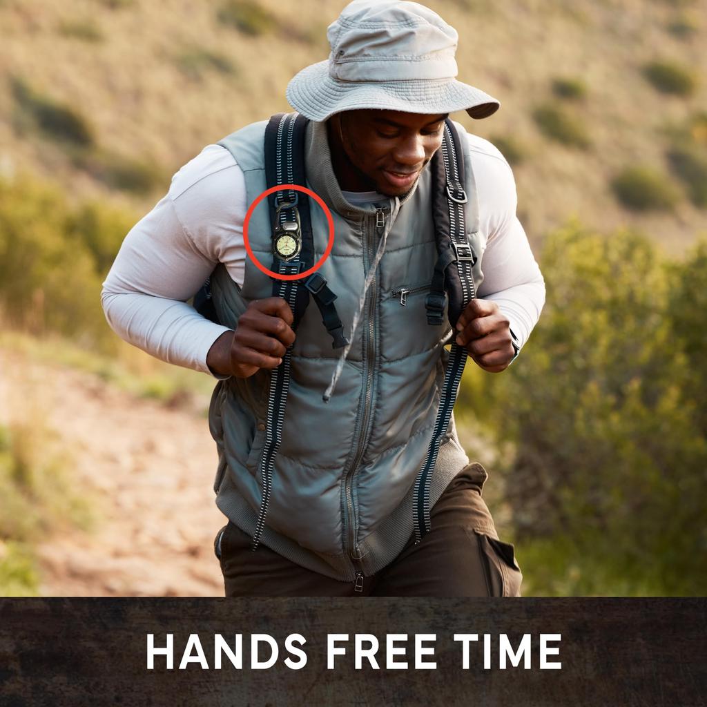 Dakota Mini Clip Microlight Clip Watch Carabiner Watch Lighted Watch Unisex Outdoor Gift Fishing Hunting Outdoor Tactical Watch with LED Light Watch
