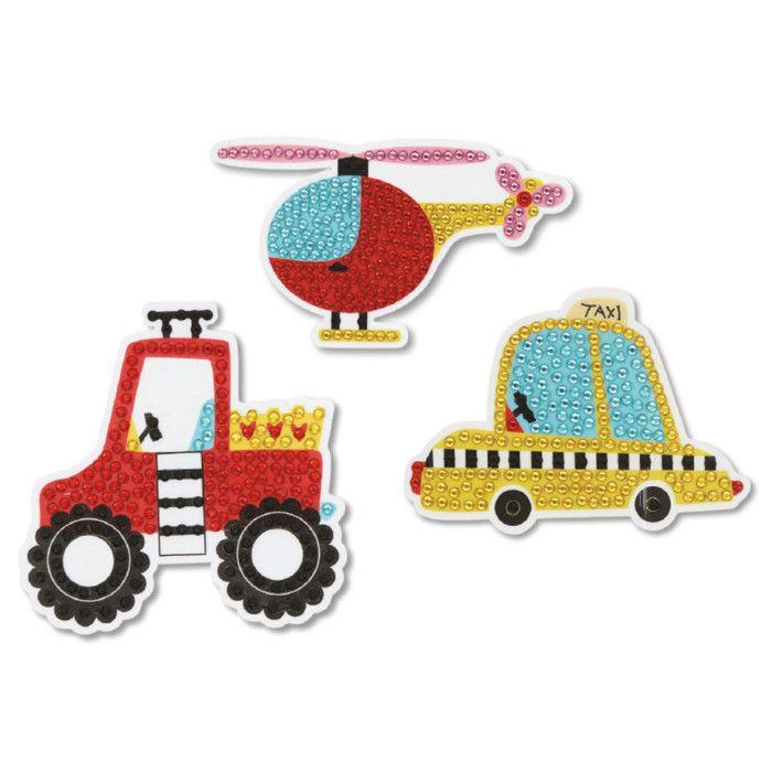 Kit stickers diamond painting Transports 6 à 8,2 cm 3 pièces