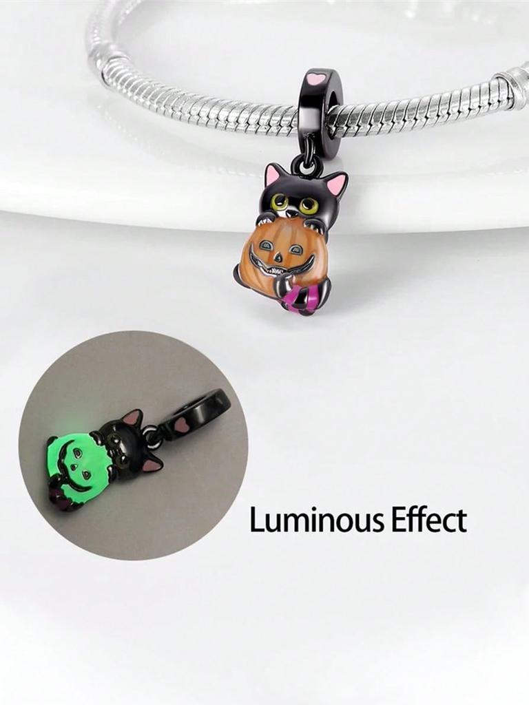 Charms Plata Copper Colors Halloween Black Cat Pumpkin Beads Charm Pendant For Original Bracelet For Women Diy Jewelry Love Gift