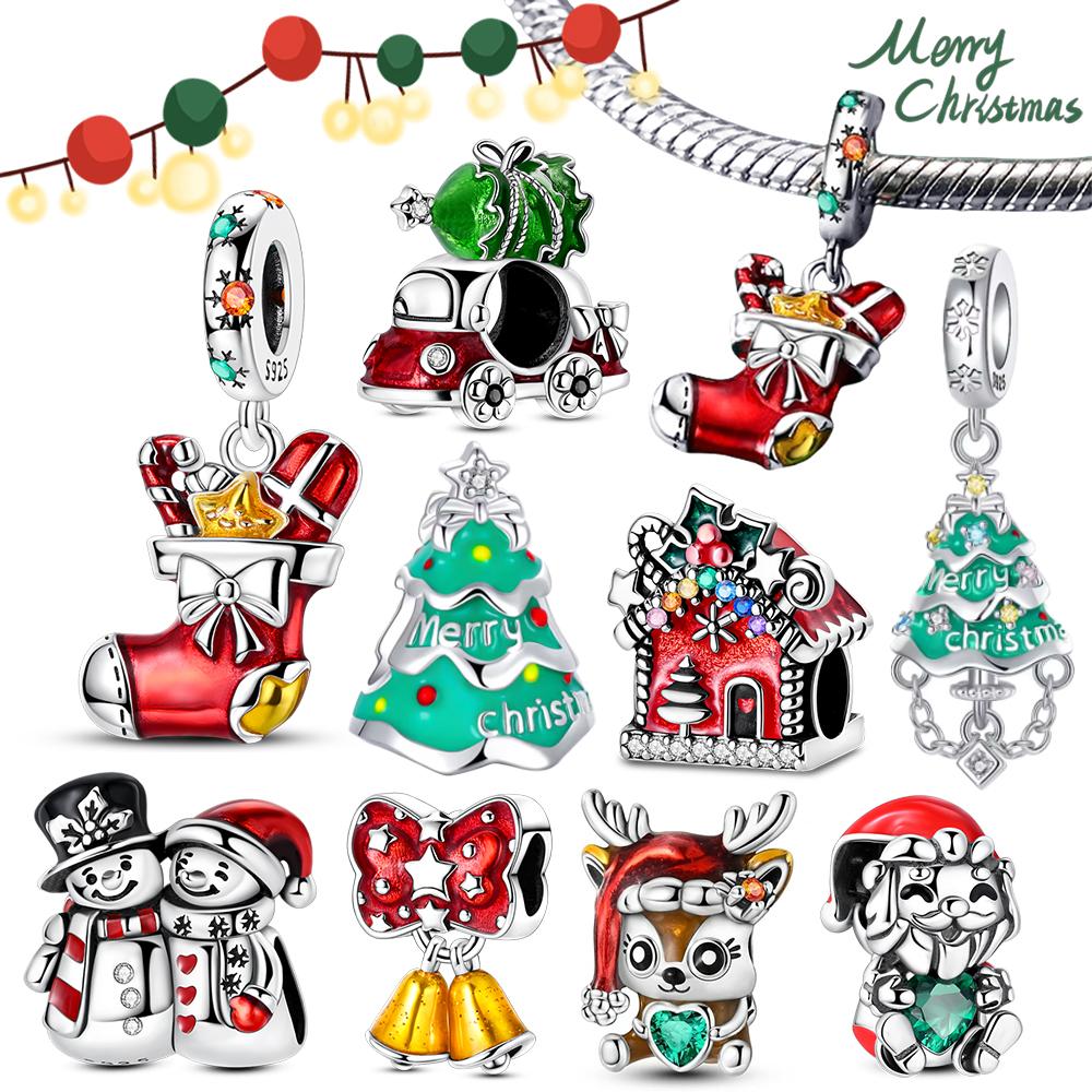 Copper Cute Apple Deer Skewer Decoration Charm Pendant Fit The Brand'S Diy Bracelet Women Christmas Charms For Jewelry Gifts