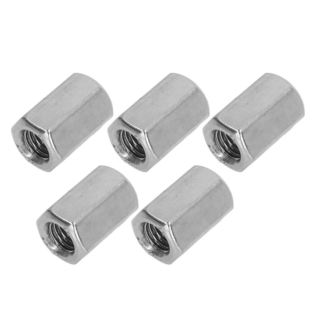 5PCS Hex Connection Nut M12 X 1.75 19 L30mm Stainless Steel Rustproof 6 Sides Long Rod Nut for Installation