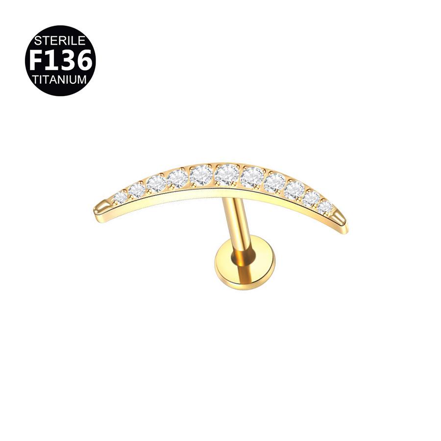 F136 Titanium Boat Anchor Pendant with Moon, Maple Leaf, Smiley Charm, and Cubic Zirconia Stud Earring Lip Ring (0.9 Gauge).