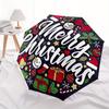 Merry ChristmasFestive Ornament CircleUmbrella, Portable 3-Fold Compact Umbrella,Christmas Gift ES421