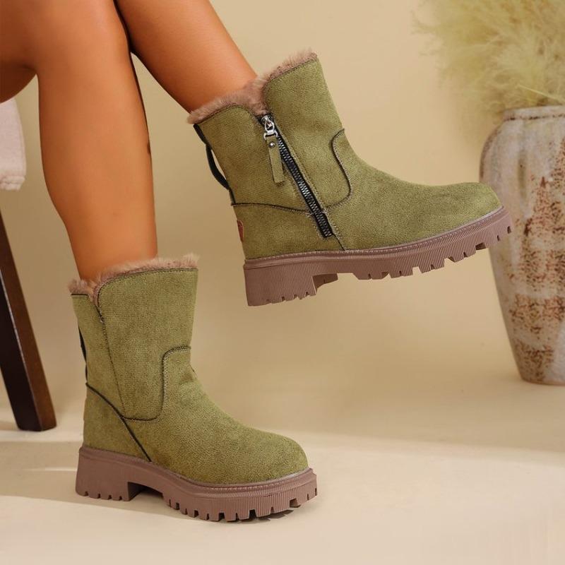 Fashion Thick Plush Women Snow Boots Keep Warm Cotton Shoes Faux Suede Non-slip Winter Boots Woman Comfortable Platform Ankle Booties