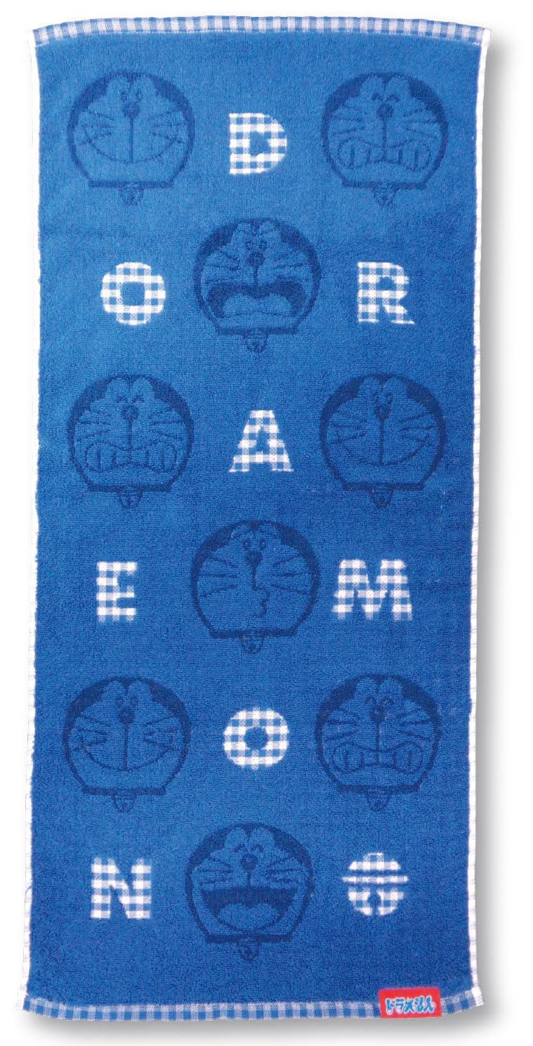 

Kusunokibashi Monori Doraemon Face Gingham 34 x Towel, Jacquard, Approx. 75cm, Blue, A-90338-31-B синий