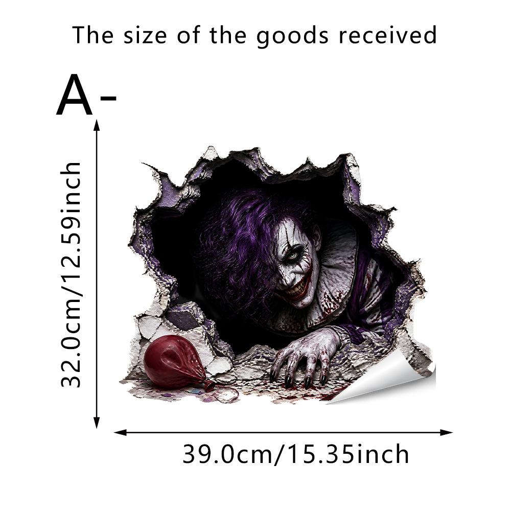 Halloween 3D Wall Breaking Mummy Witch Wall Sticker Self Adhesive Horror Decor