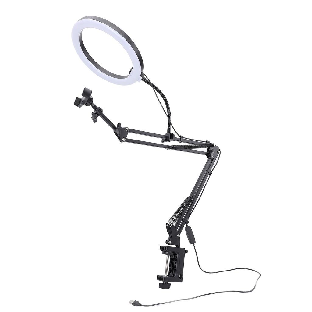 Ring Light Overhead Phone Mount Selfie Ring Light with Phone Holder LED Desk Ring Light with Clamp