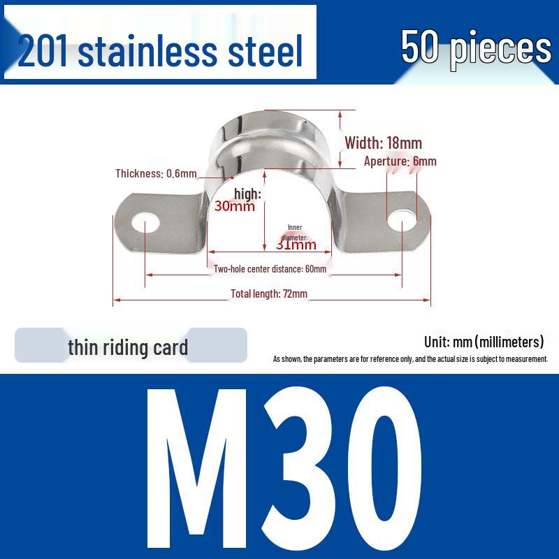 304 Stainless Steel U-Bolt Pipe Clamp Bracket - Pipe & Hose Clip Snap-on Hoop