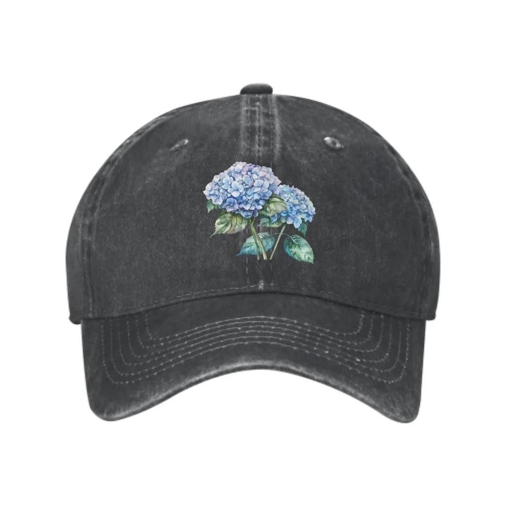 Blue Hydrangea Flower Fashion Classic Cotton Trucker Hat Summer Dad Cowboy Cap Outdoor Leisure Basketball Caps