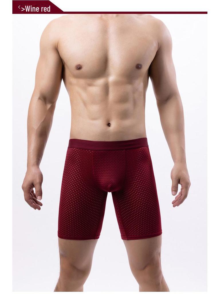 Verschleißfeste Sportunterwäsche aus Eisseidennetz für Herren – Größe L, atmungsaktiv, mittlere Taille mit verlängerten Beinen