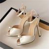 Fashion String Bead Peep Toe Woman Sandals Ankle Buckle Strap Sexy Stiletto Heels Party Pumps Shoes