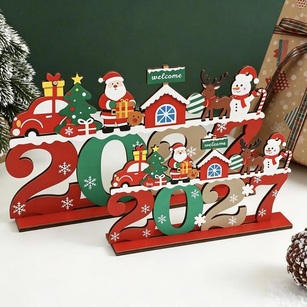 2027 Wooden Christmas Ornament - English Letter Tree Decorations