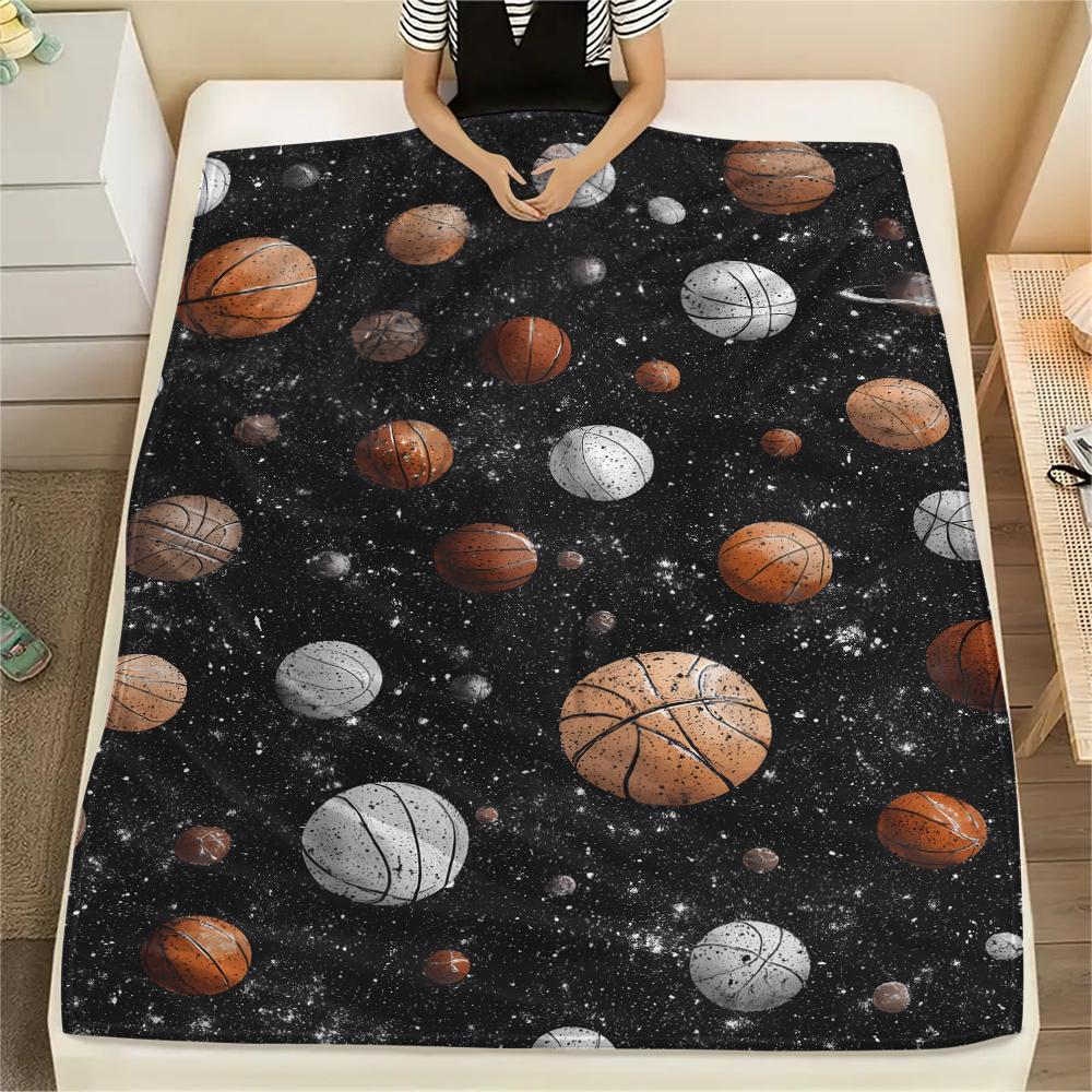 Ball Games Print Flannel Blanket, High Quality Comfortable for All Seasons, Home Decor, Warmth and Comfort, Perfect for Christmas Gifts