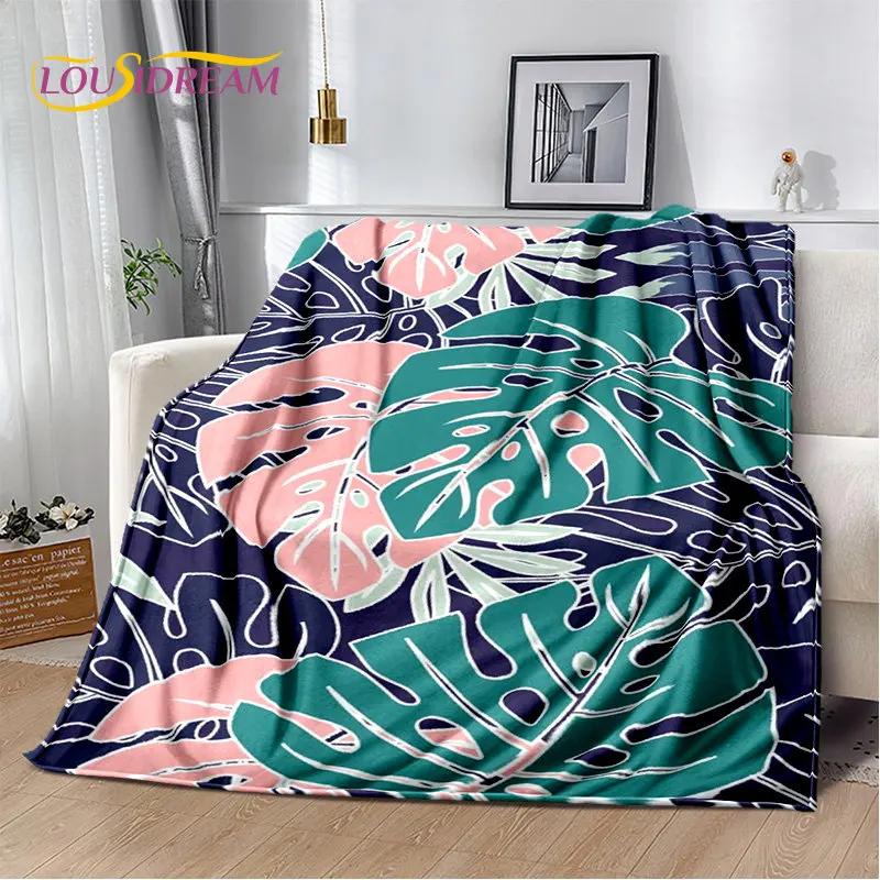Plantain Leaf Tropical Plant Leaf Soft Plush Blanket,Flannel Blanket Throw Blanket for Living Room Bedroom Bed Sofa Picnic Cover