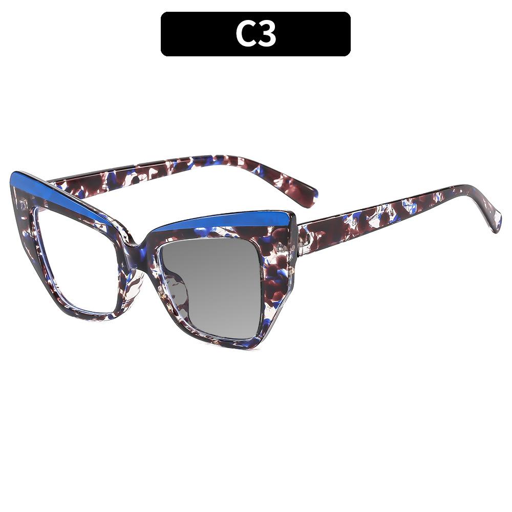Brand Design Fashion Cat Eye Oversized Frame Photochromism Prescription Reading Glasses Women Anti Blue Light Hyperopia Eyewear