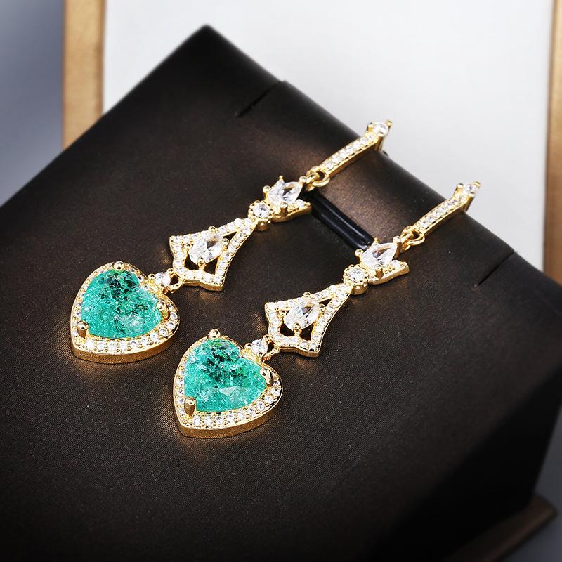 silver palace style earrings light luxury crystal retro earrings unique Paraiba earrings party birthday gift