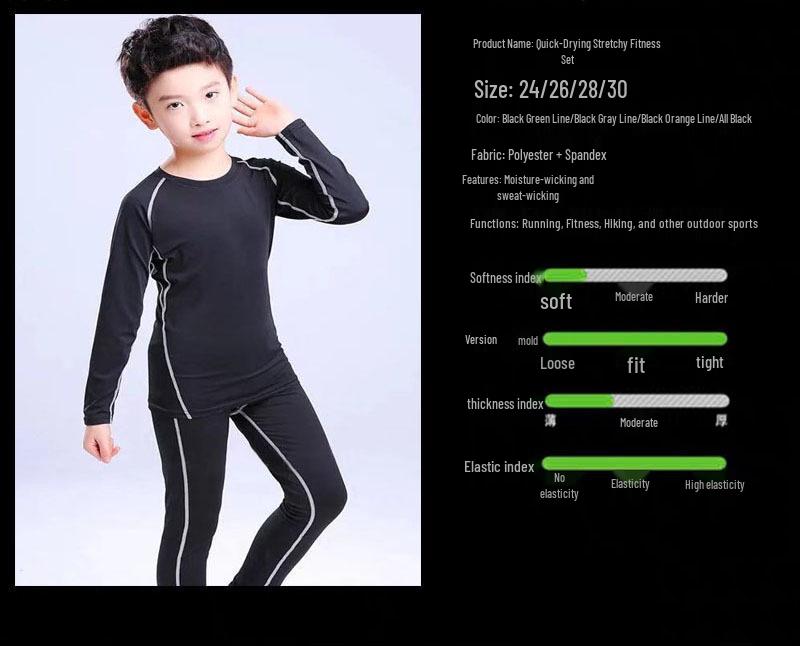 Kids and Men's Quick-Dry Sports Compression Suit Set - Long Sleeve Fitness Base Layer for Football & Basketball Training