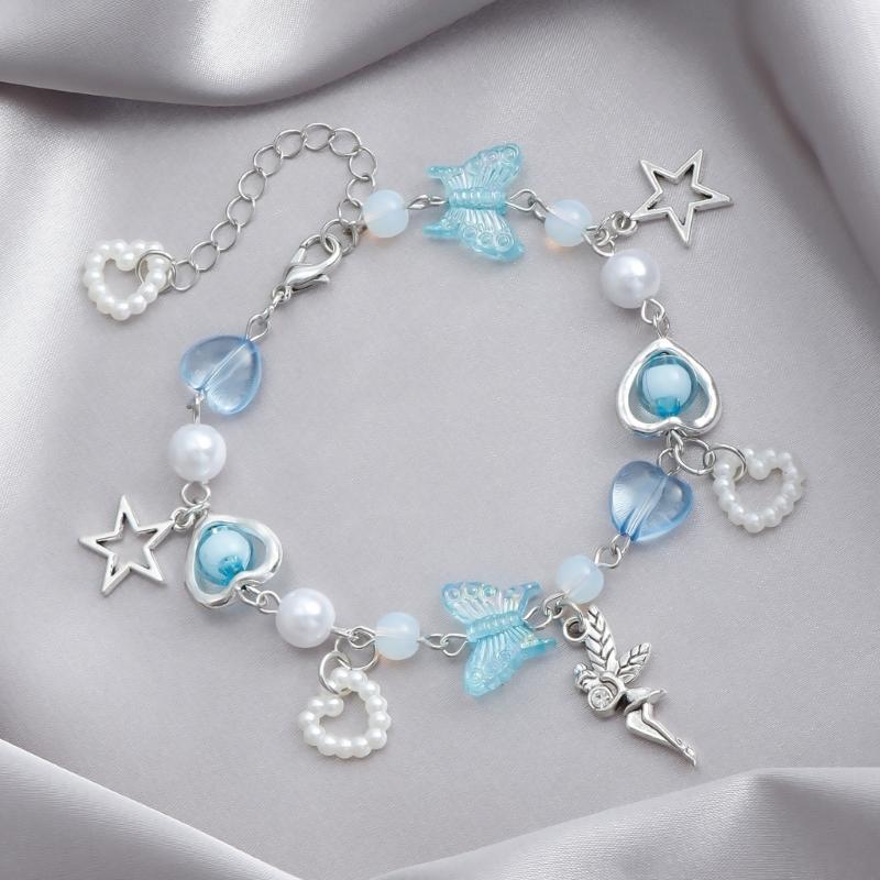Beach Jewelry Butterfly Heart Star Bracelet for Women Girls Colorful Wristchain