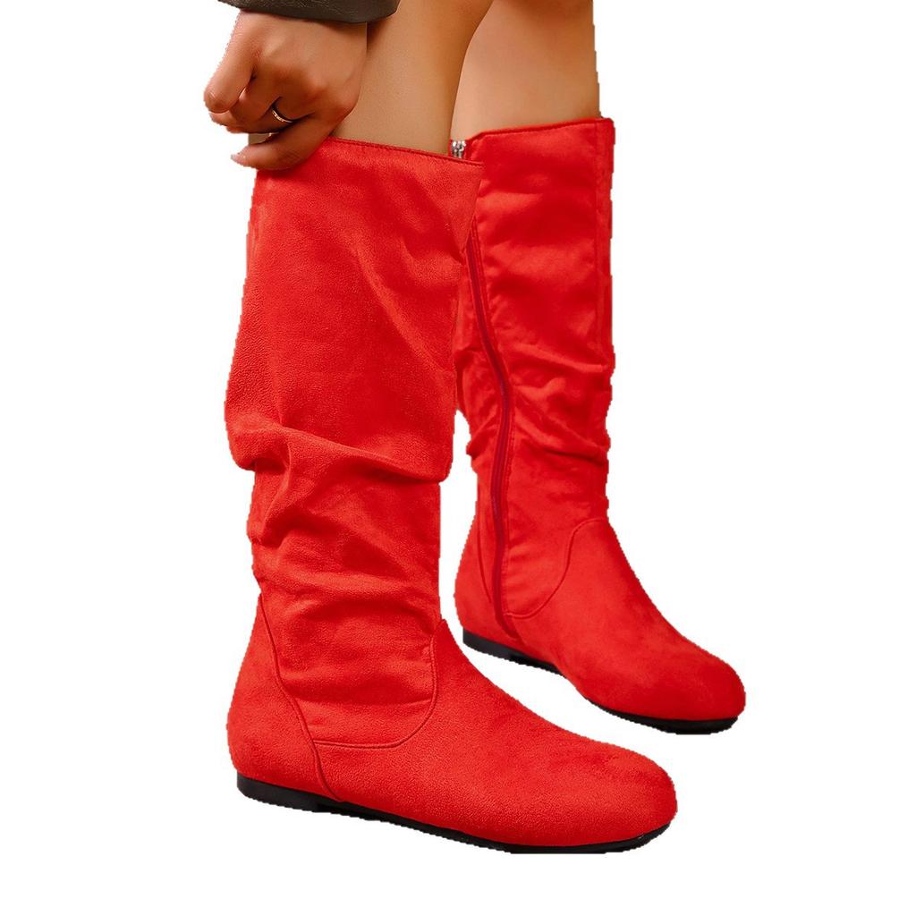 Übergrößen Schuhe für Damen 36-43 Herbst Frühling Mode Damen Plateau Bequem Rutschfest Wadenhohe Stiefel Freizeit Damenstiefel