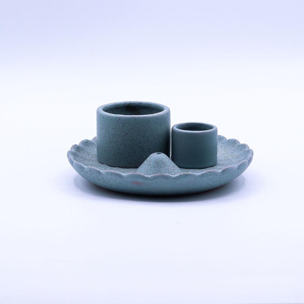 Blue Ceramic Lotus Palo Santo Sage Incense Holder
