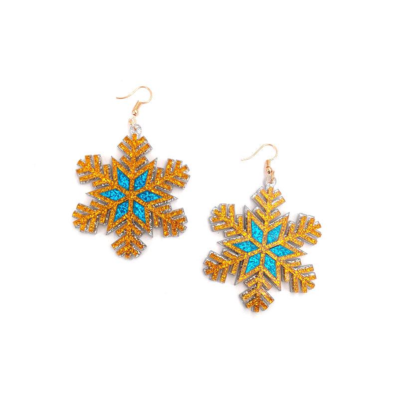 Blaue Schneeflocken Acryl Hängeohrringe - Festlicher Weihnachtsschmuck für Frauen
