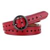 Vintage Style Leather Belt For Women With Alloy Pin Buckle And Pure Color Design