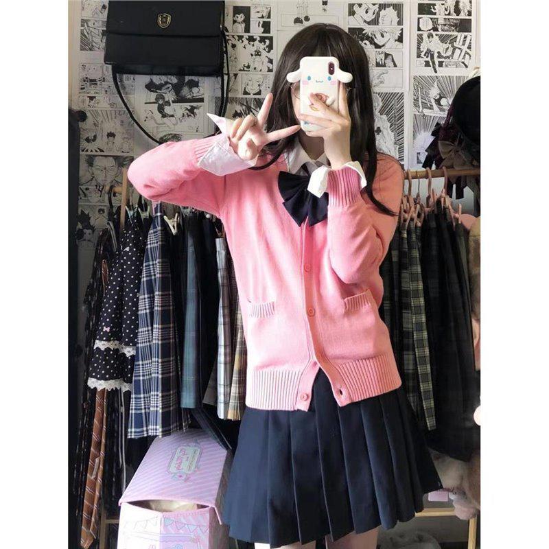 

Японский вязаный кардиган JK - однотонный свободный свитер свободного кроя в стиле кампуса на осень/зиму, униформа JK Large