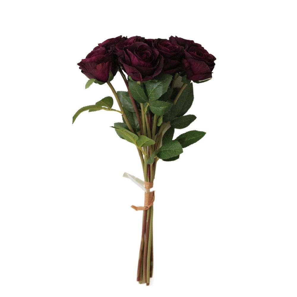 

Real Touch Simulation Rose Flower 8 Heads Fake Flowers Wedding Party Decor вино красного