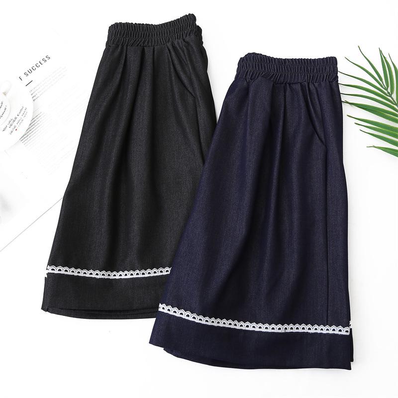 Plus Size Women's High Waist Lace Tencel Denim Capris Shorts - Slimming Wide Leg 