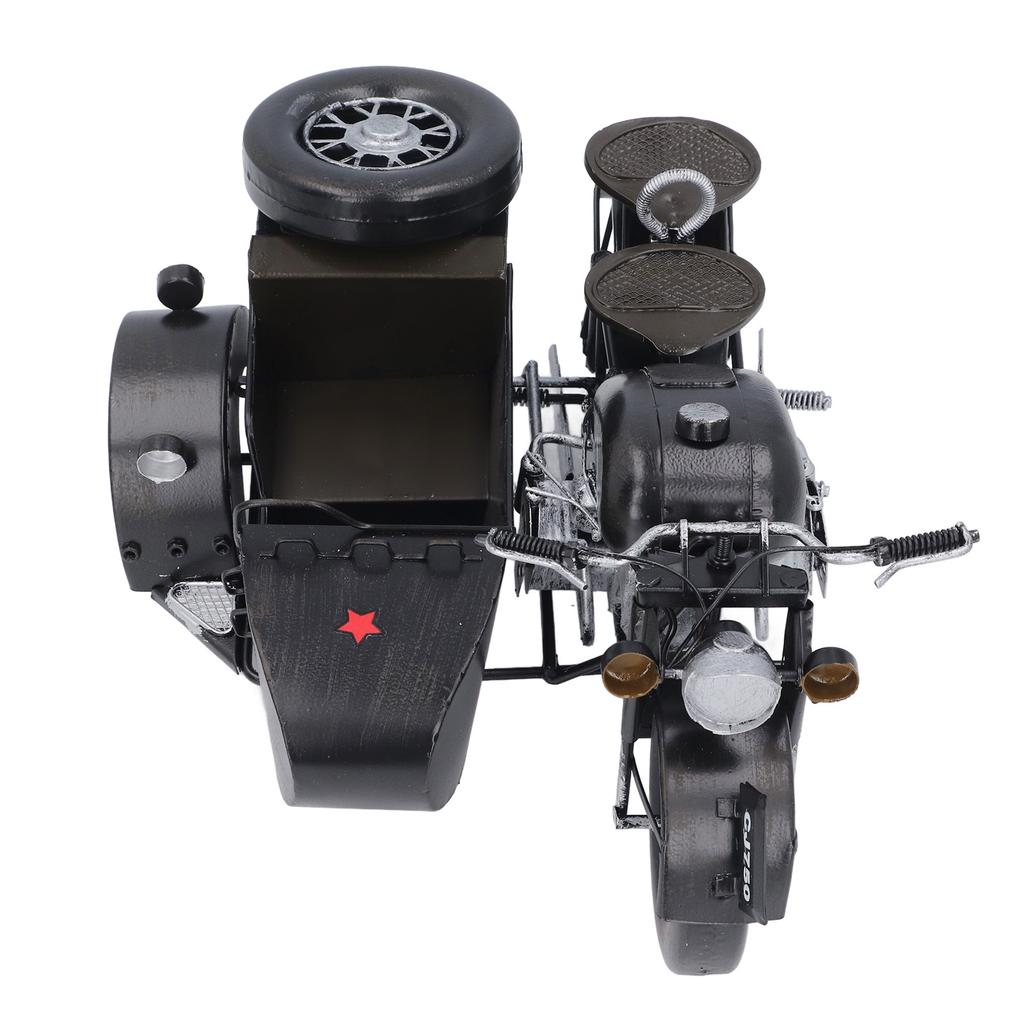 Vintage Trike Motorcycle Model Desktop Home Decor Simulation Retro Three Wheel Sidecar Motorcycle